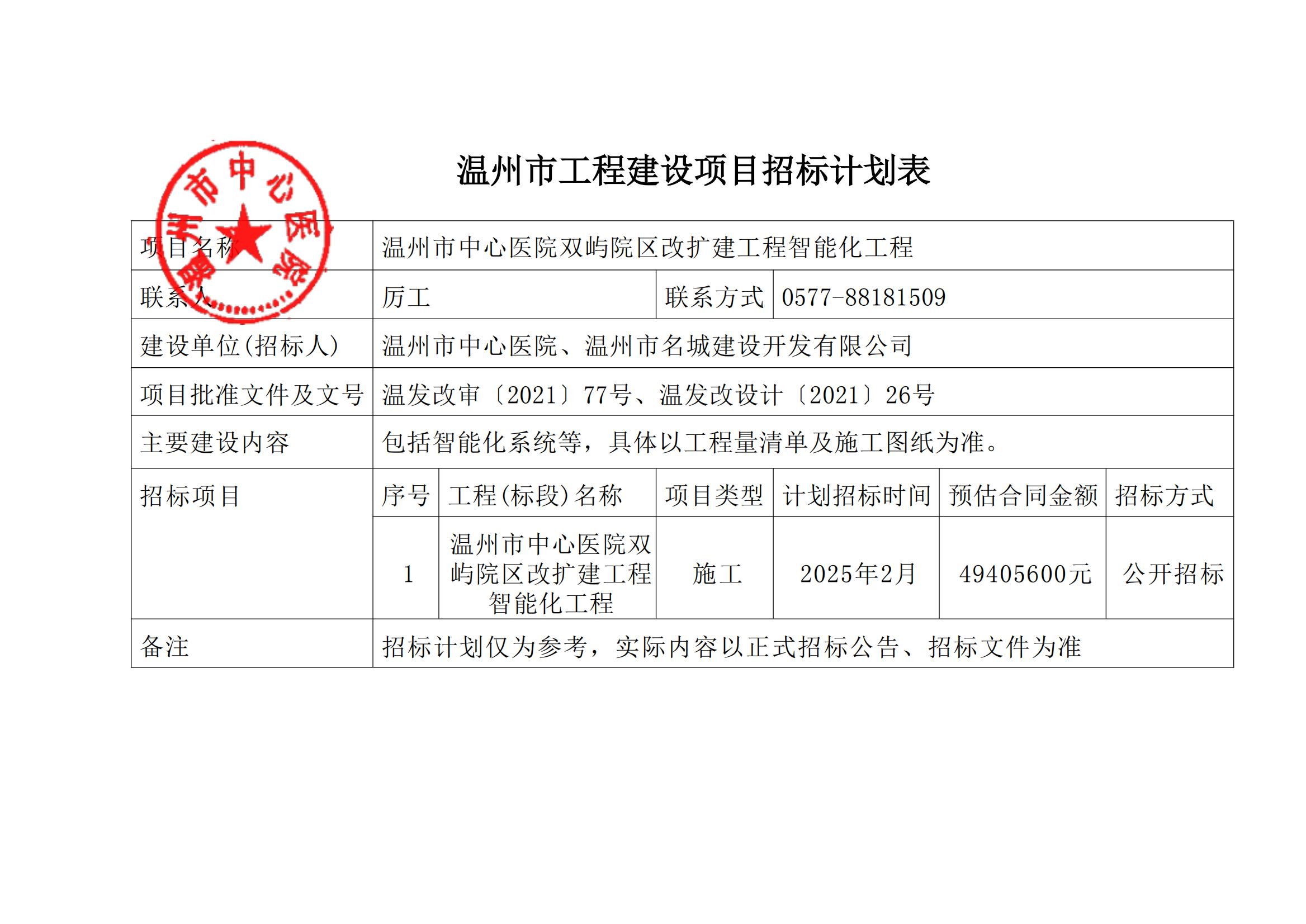 温州市工程建设项目招标计划表（温州市中心医院双屿院区改扩建工程智能化工程）_00.jpg